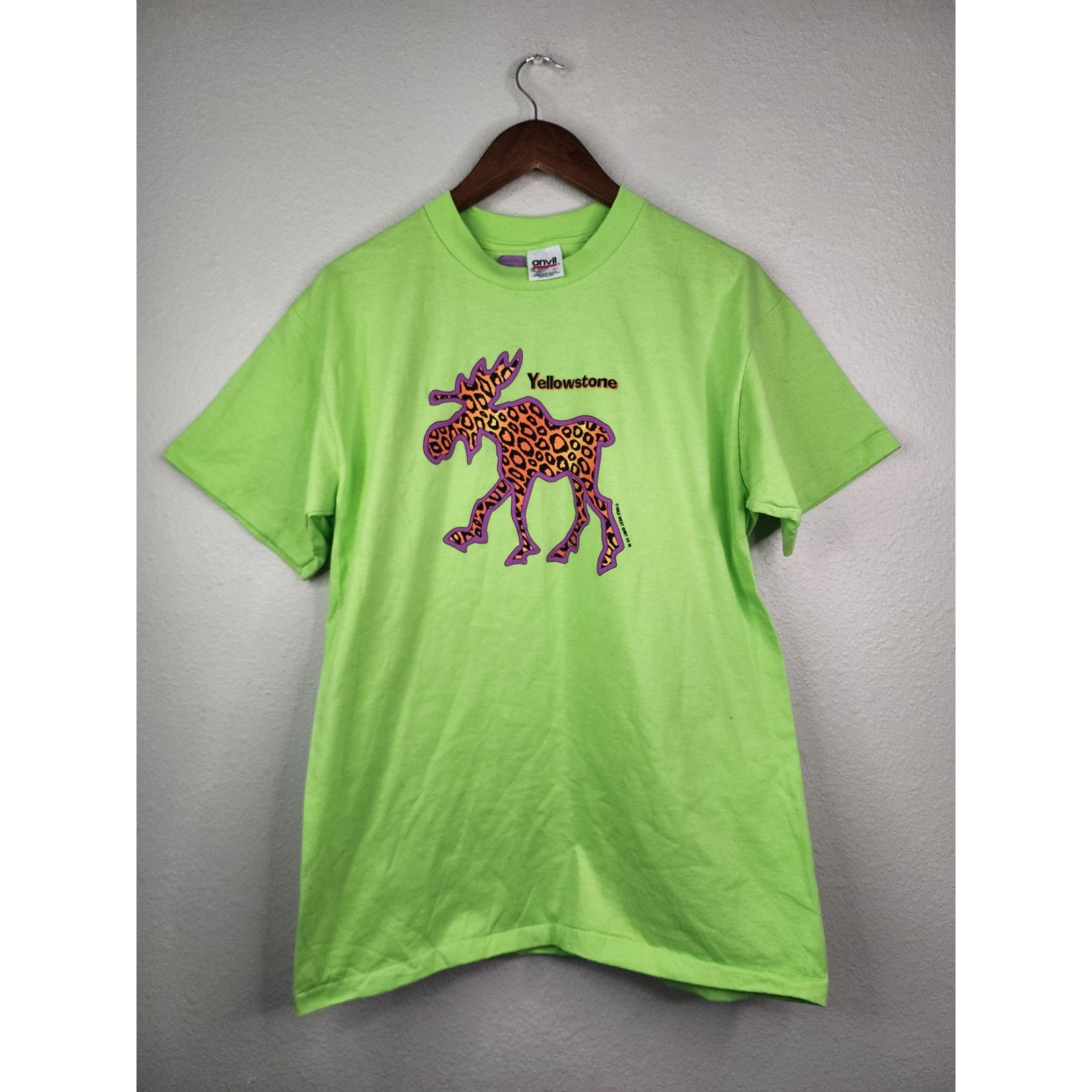Anvil × Vintage Vintage Yellowstone Moose Shirt Print Animal 90s T-shirt Tee Size US L / EU 52-54 / 3 - 1 Thumbnail