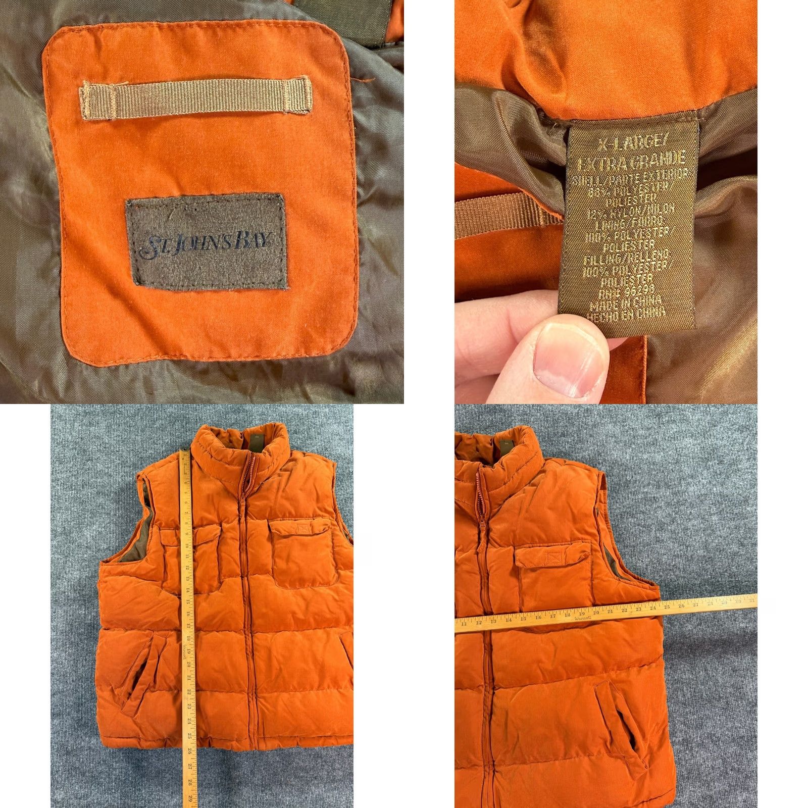 Stone Island VINTAGE St Johns Bay Puffer Vest Mens XL Orange Quilted Zip Up Outerwear Down Size US XL / EU 56 / 4 - 8 Thumbnail