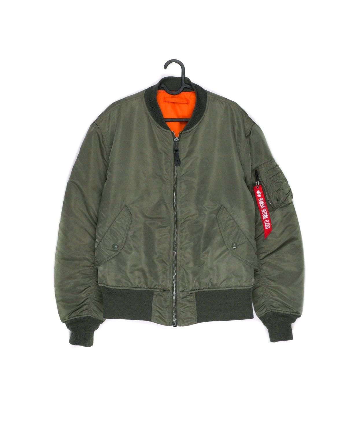 image of Vintage Alpha Industries Ma-1 Reversible Usa Bomber Jacket in Green, Men's (Size Large)