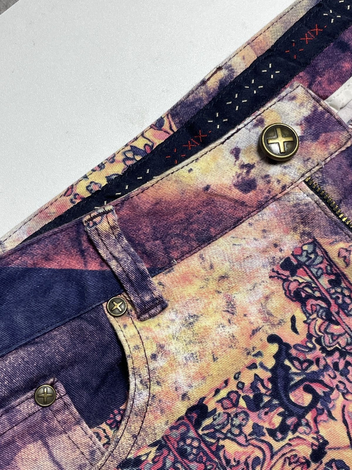 Beauty Beast 2000’s XIX - Surreal Collage Pattern Printed Flared Pants Size 29" - 6 Thumbnail