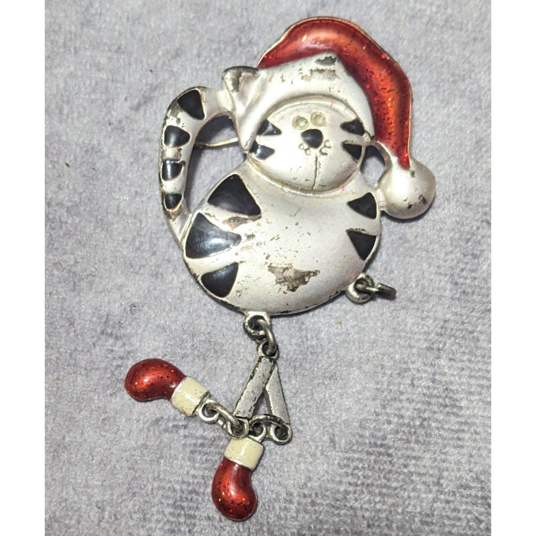 Other Vintage Avon Holiday Cat Articulated Silver Tone Brooch Size ONE SIZE - 4 Thumbnail
