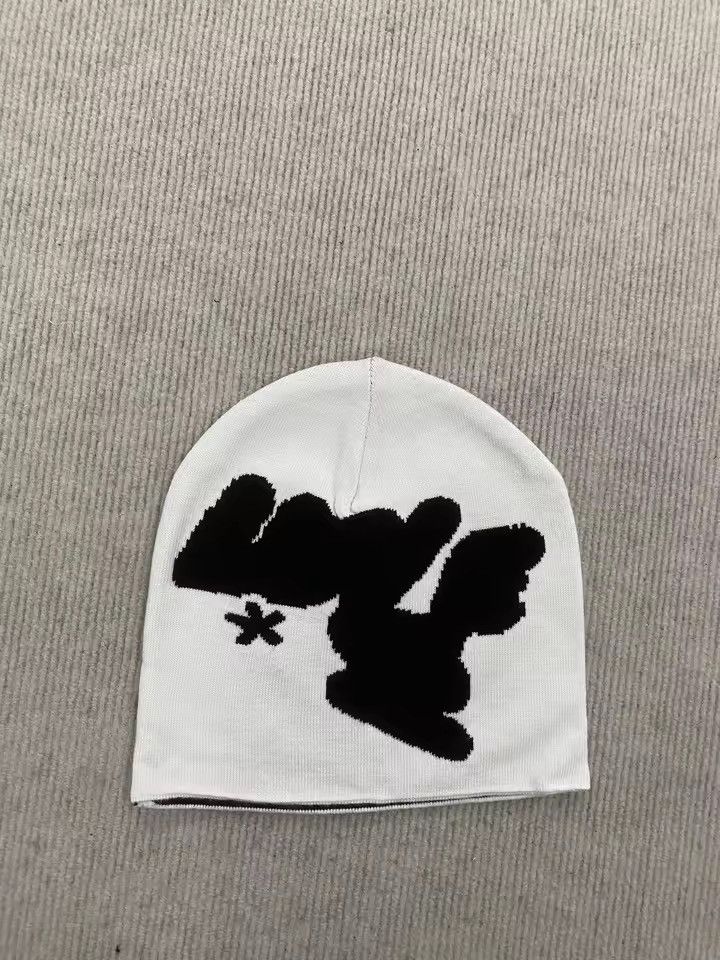 Japanese Brand Cyber Star Graphic Beanie White Knit Size ONE SIZE - 1 Thumbnail