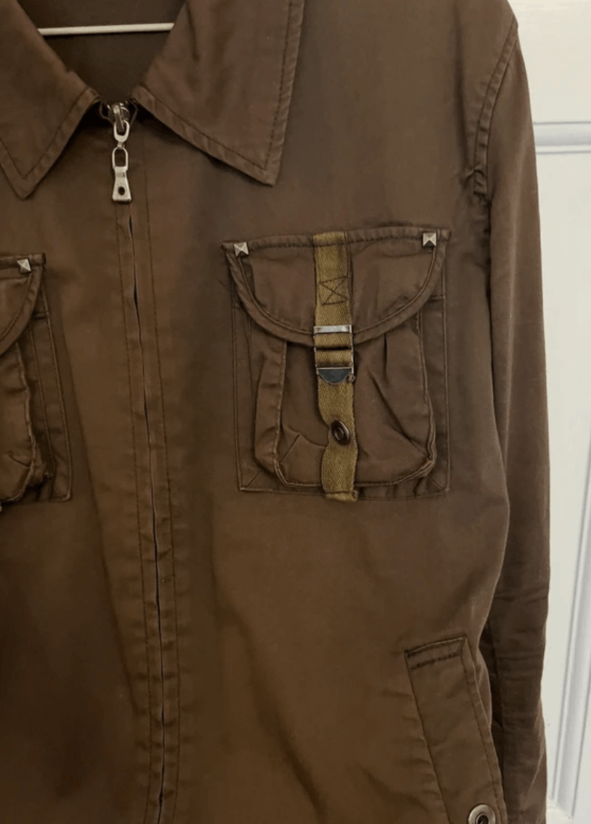 semanticdesign Brown semantic design studded cargo pocket jacket Size US S / EU 44-46 / 1 - 2 Thumbnail