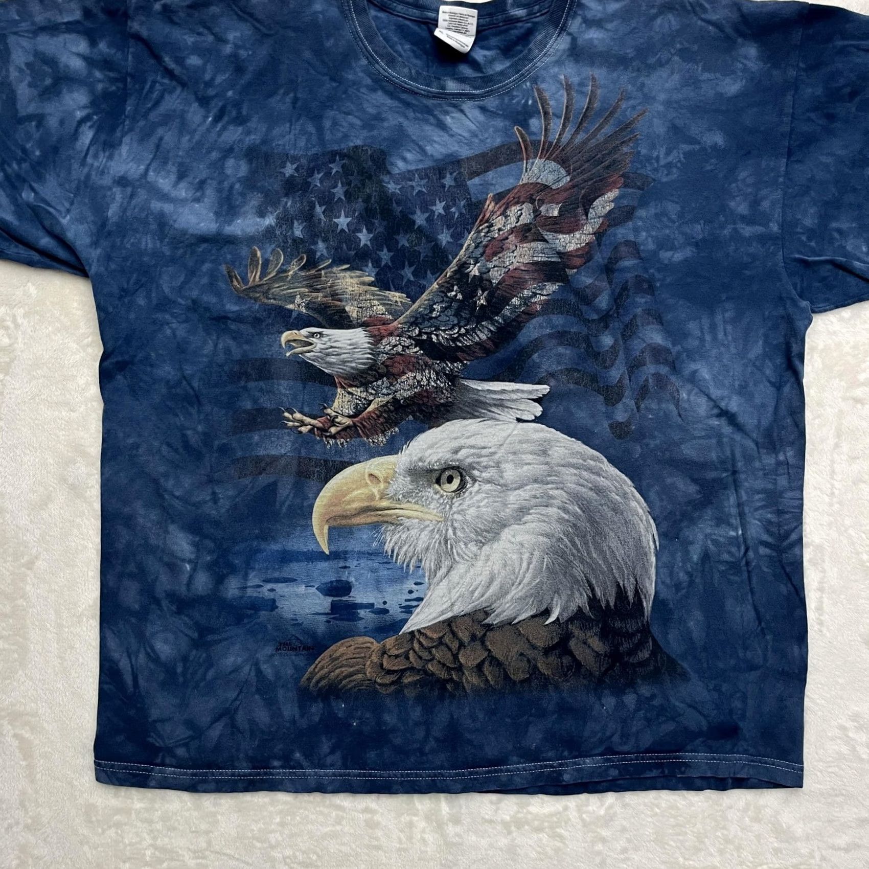 Gildan Y2K The Mountain Bald Eagle American Flag Shirt Mens XL Blue Tie Dye Size US XL / EU 56 / 4 - 3 Thumbnail