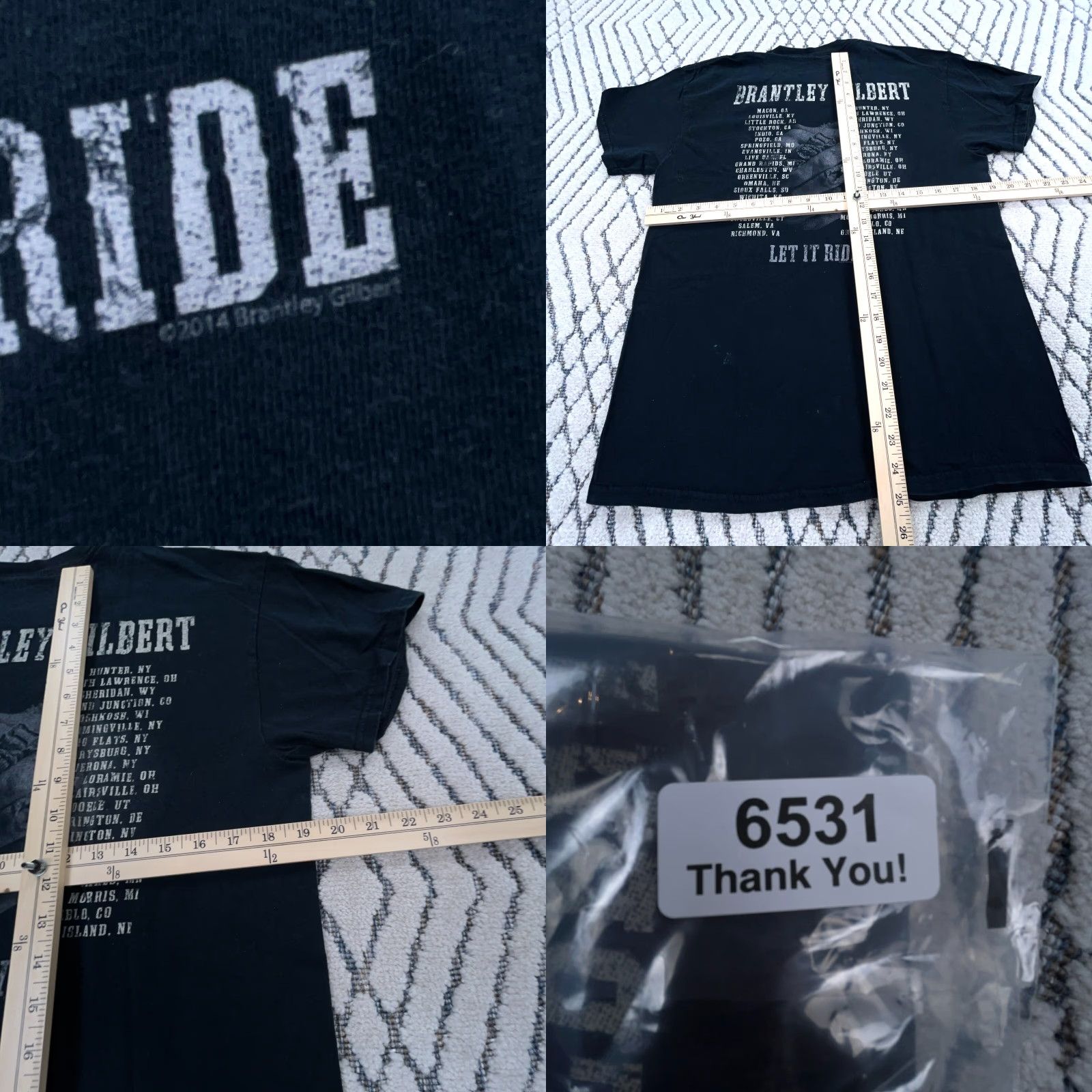 Gildan Brantley Gilbert Shirt Men Medium Black Tee Concert Music Band 2014 Gildan Short Sleeve Crew Neck Logo Size US M / EU 48-50 / 2 - 9 Thumbnail