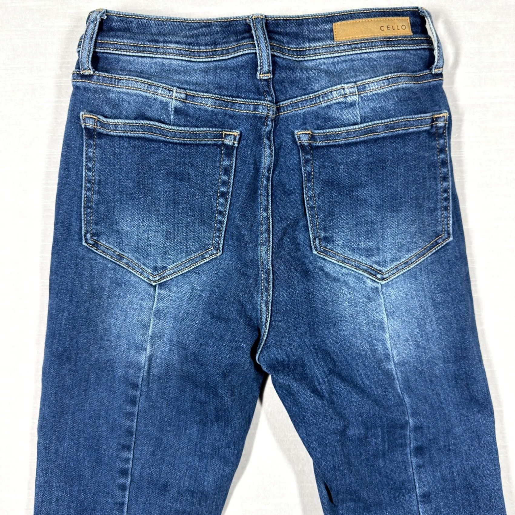 Denime Cello Jeans Womens 5 Blue Denim Ruched Bottom Statement Boho Medium Wash Jeans Size 27" / US 4 / IT 40 - 6 Thumbnail