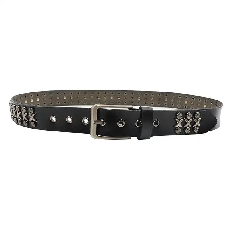Vintage NEW Metal Rivet Cowboy Belt Genuine Leather Cowskin Men Belt Size ONE SIZE - 5 Thumbnail
