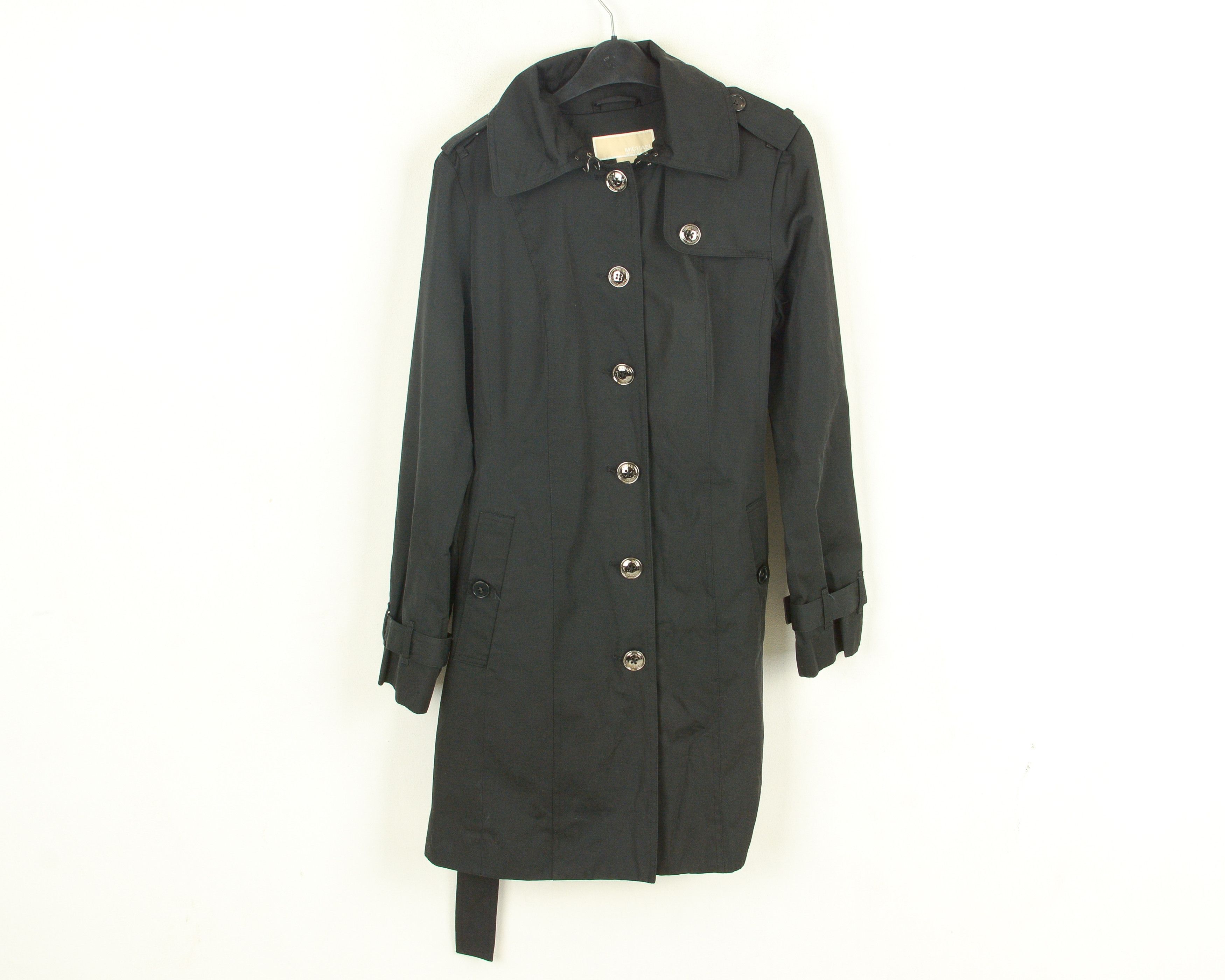 Michael Kors Women S Trench Jacket Rain Coat Parka Hooded Black Mac Size S / US 4 / IT 40 - 1 Thumbnail