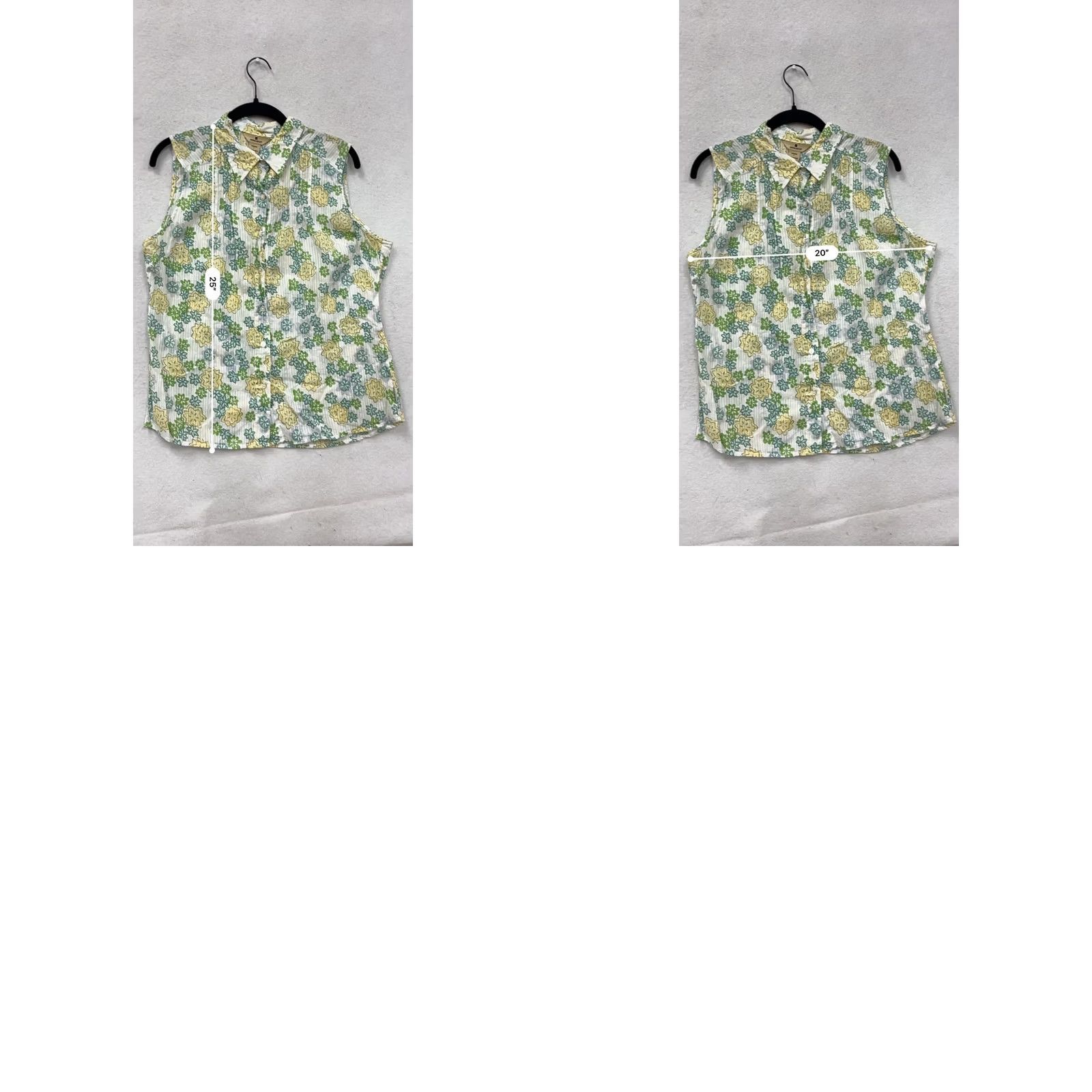 Vintage VINTAGE Woolrich Womens Floral Sleeveless Button-Up Blouse L Green Cotton Debut Like New Womens Size L / US 10 / IT 46 - 8 Thumbnail