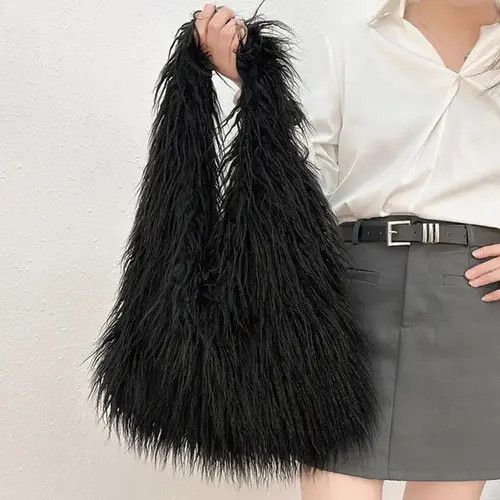 Japanese Brand Horiko x Honji Designer Soft Fluffy Faux Fur Shoulder Bag Size ONE SIZE - 5 Thumbnail