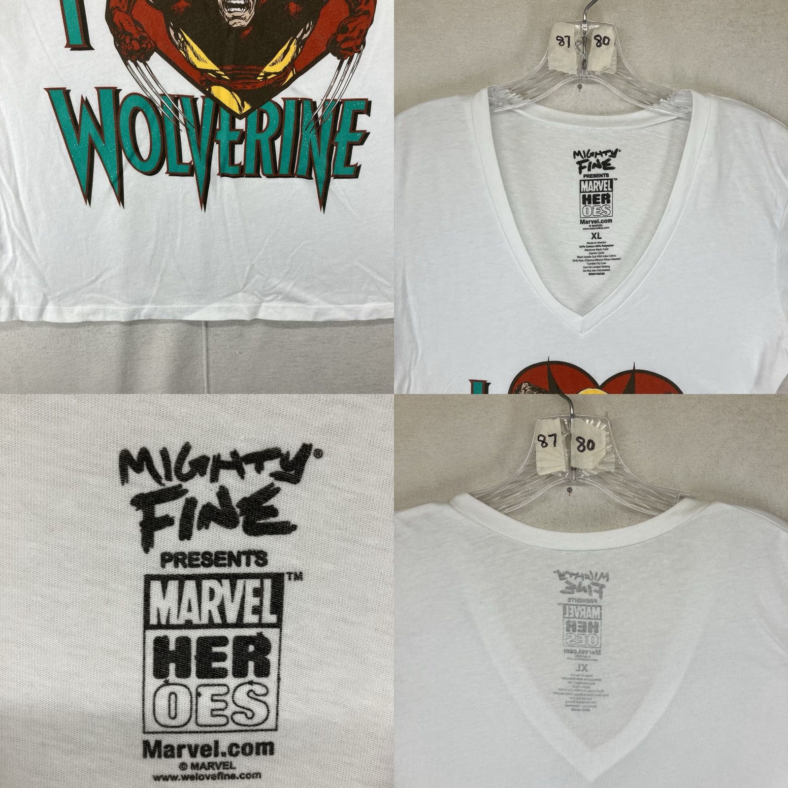 Vintage VINTAGE Marvel Wolverine T-Shirt Women XL Cotton Blend Heart Graphic Casual Sleeves 60s Retro Glitter Size XL / US 12-14 / IT 48-50 - 8 Thumbnail