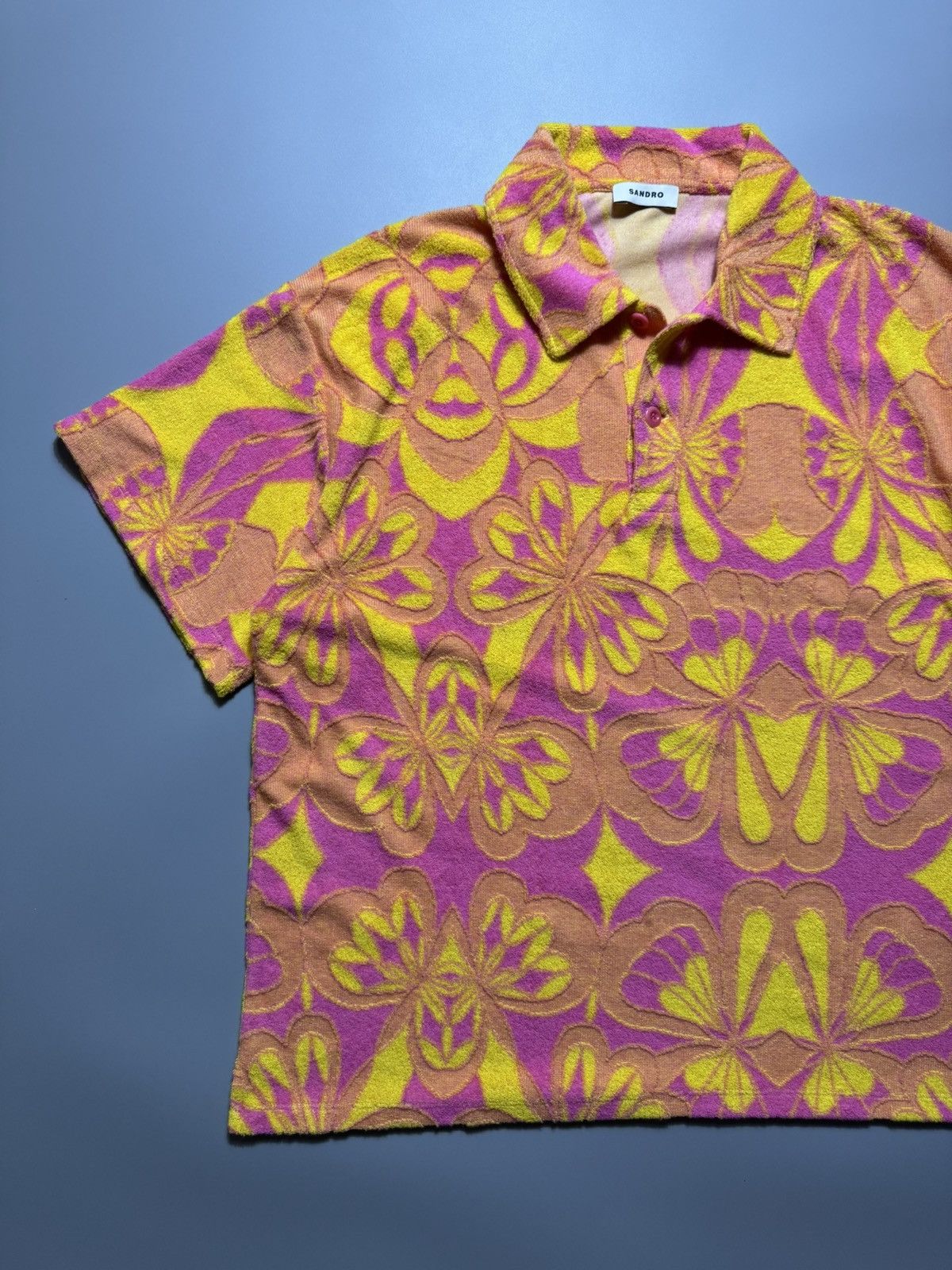 Sandro Sandro - Psychedelic print Terry Polo shirt Size US M / EU 48-50 / 2 - 4 Thumbnail