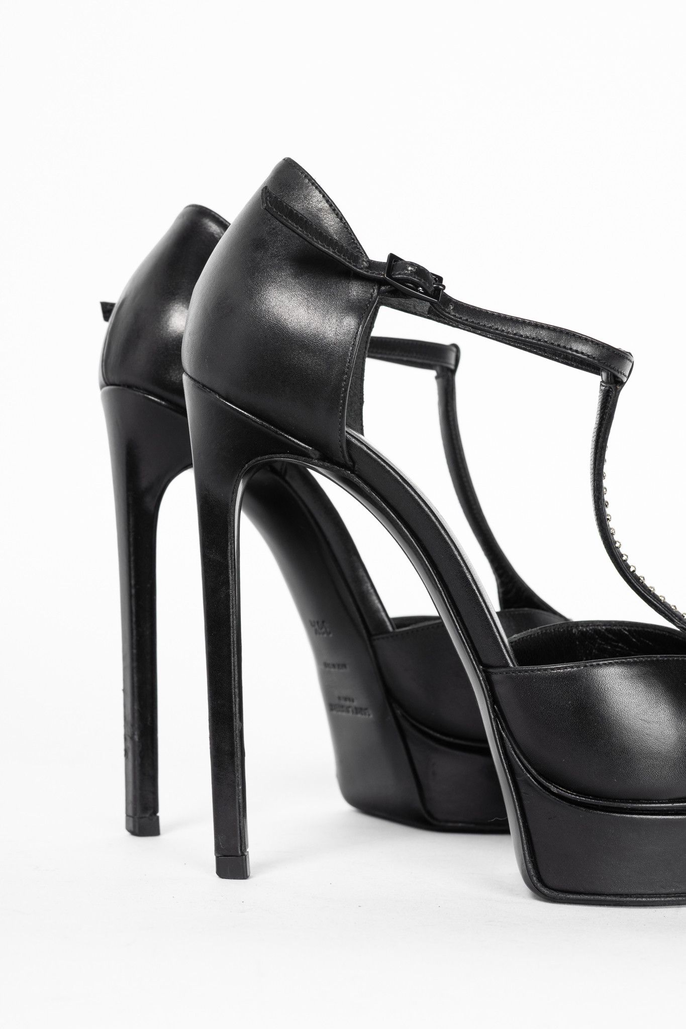 Saint Laurent Paris Saint Laurent Classic Janis 105 Leather Stud T-Strap Pumps Size US 6 / IT 36 - 8 Thumbnail