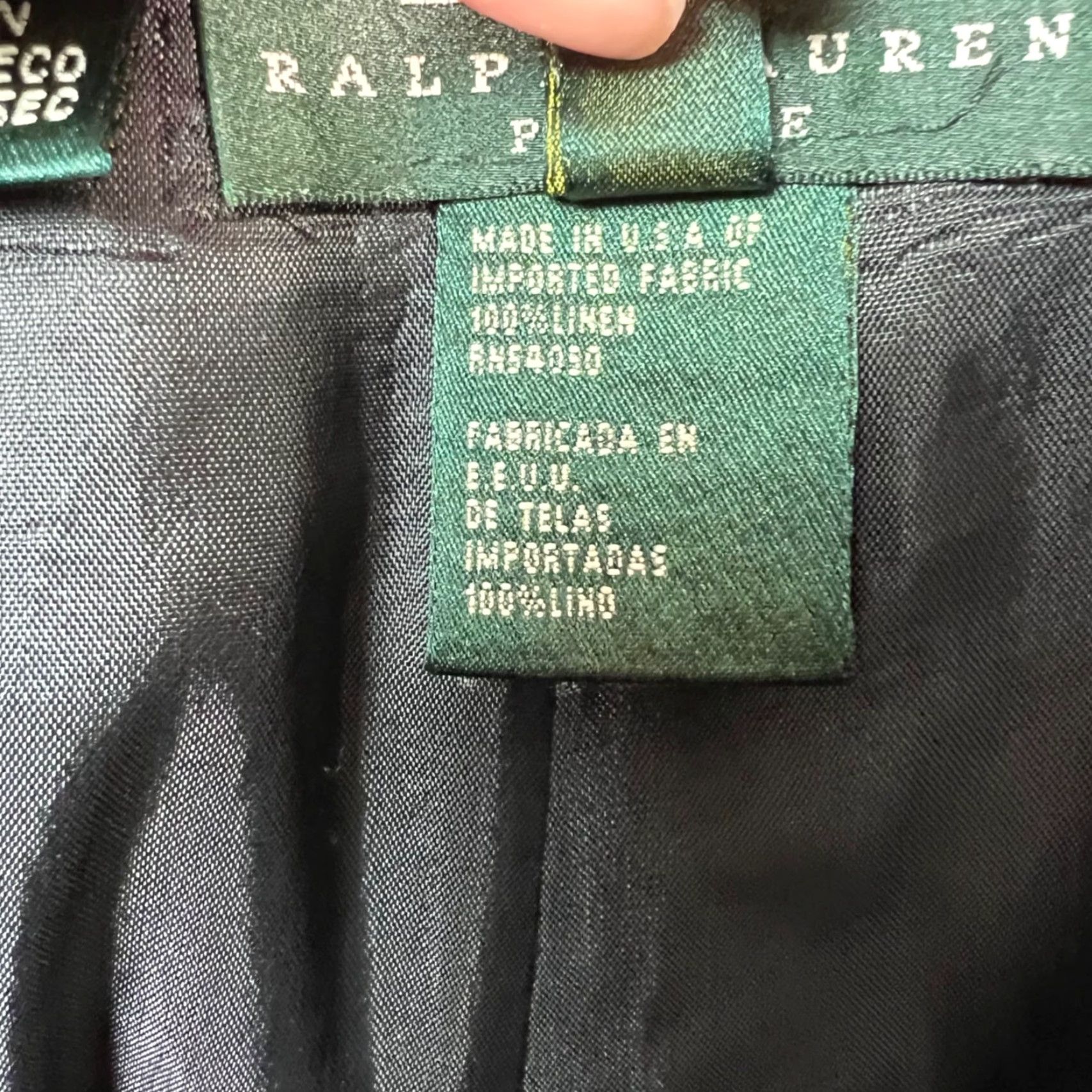 Ralph Lauren Lauren Ralph Lauren Womens 12 Petite Black Pinstripe Linen Trousers Straight Leg Pants 12P Black Linen Pinstripe Dress Pants Womens Petite Men? Size 34" / US 12 / IT 48 - 4 Thumbnail