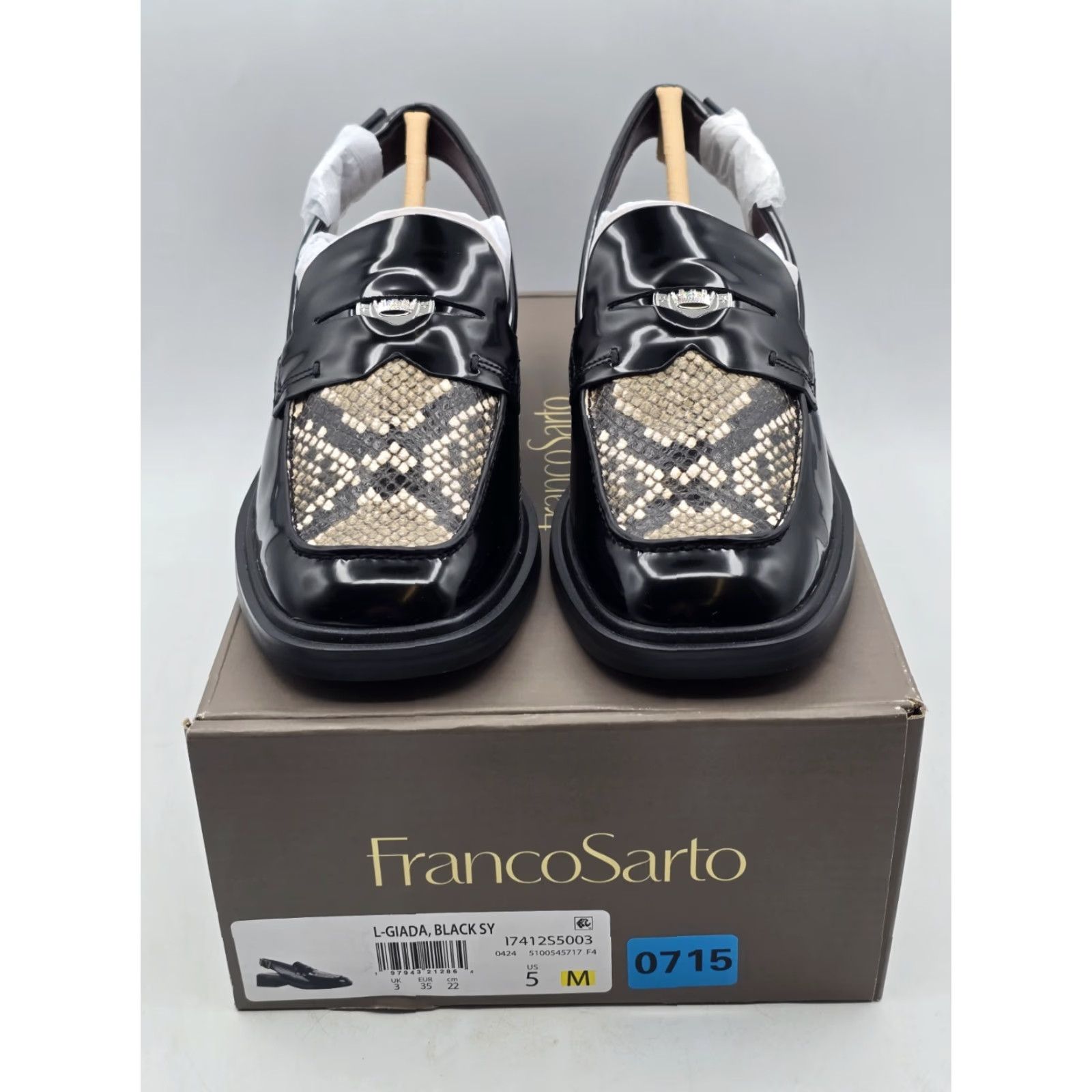 Franco Sarto Franco Sarto NIB Women’s Giada Slingback Loafer - Black/Snake - Size 5M - M Size US 5 / IT 35 - 2 Thumbnail
