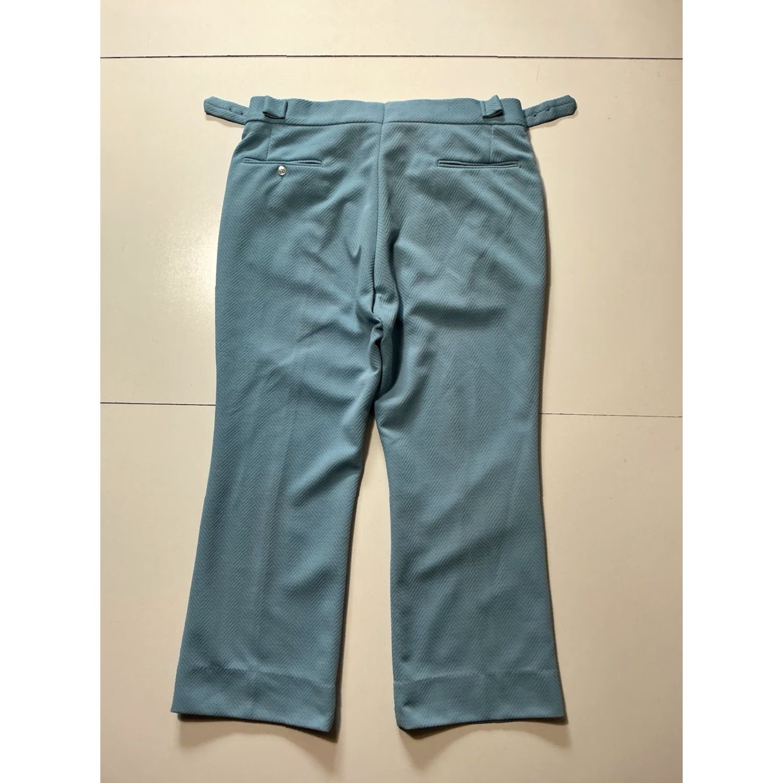 McGregor VINTAGE Mcgregor Blue Textured All Polyester Disco Flare Dress Pants 38 1970s Size US 38 / EU 54 - 3 Thumbnail