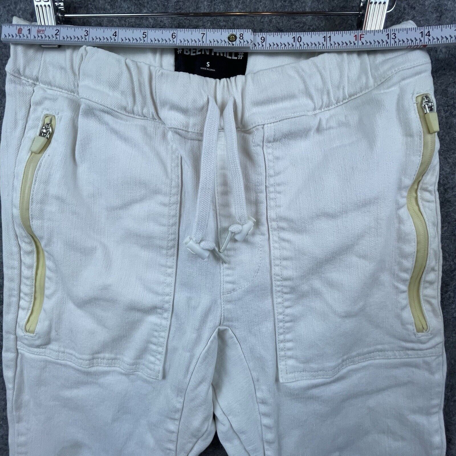 Been Trill Been Trill Pants Mens Small White Denim Joggers Streetwear Size US 28 / EU 44 - 4 Thumbnail