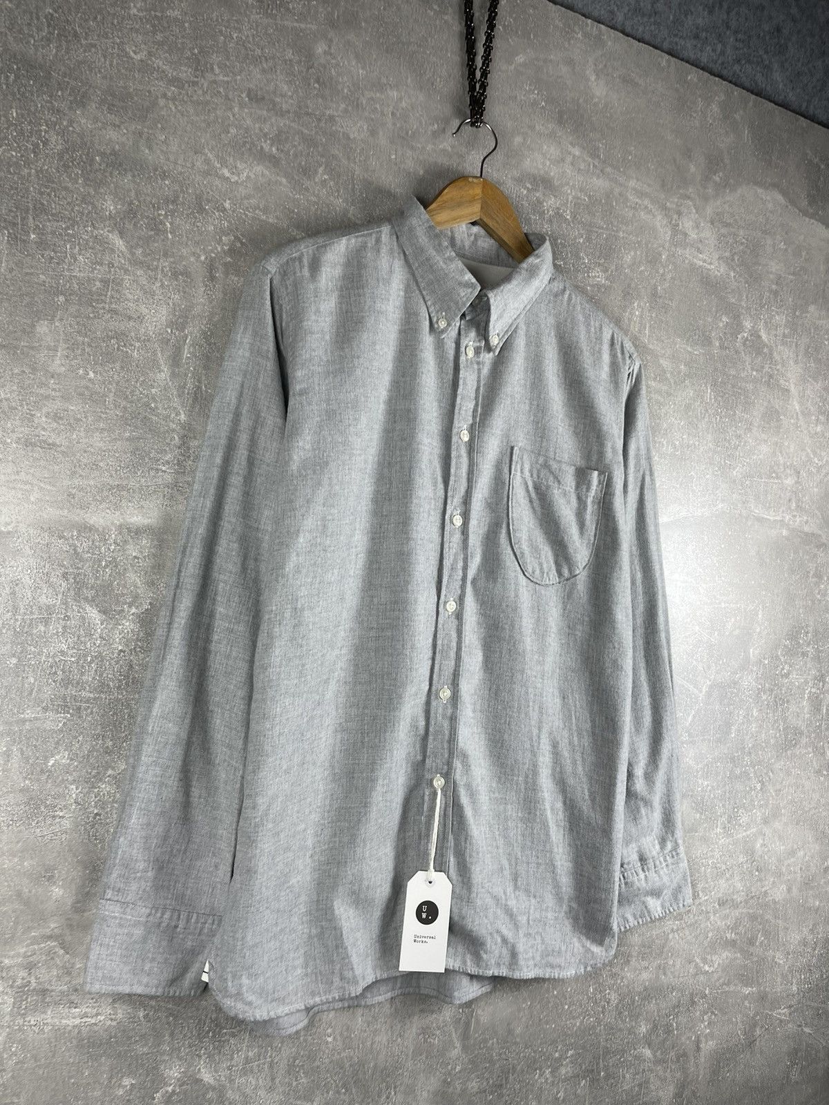 Universal Works Universal Works Brushed Herringbone Shirt Grey Cotton Size US M / EU 48-50 / 2 - 3 Thumbnail