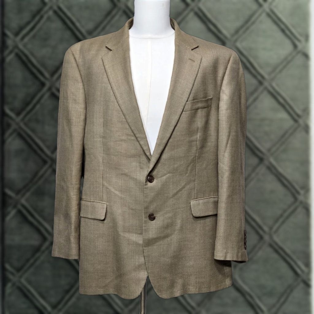 Ralph Lauren Ralph Lauren Blazer Mens 46 Long Tan Houndstooth Silk Wool Sport Coat Dillard's Size 46R - 1 Thumbnail