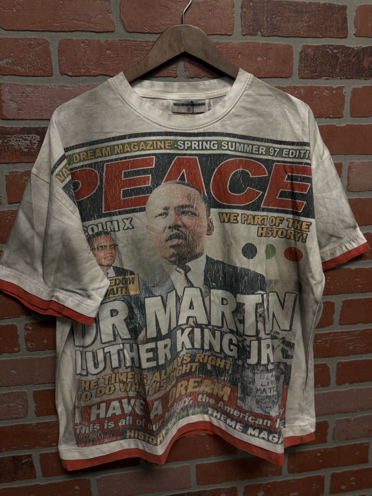 Vale Vale Valley Peace Tee Shirt Red White Size L (NEW) Size US L / EU 52-54 / 3 - 4 Thumbnail