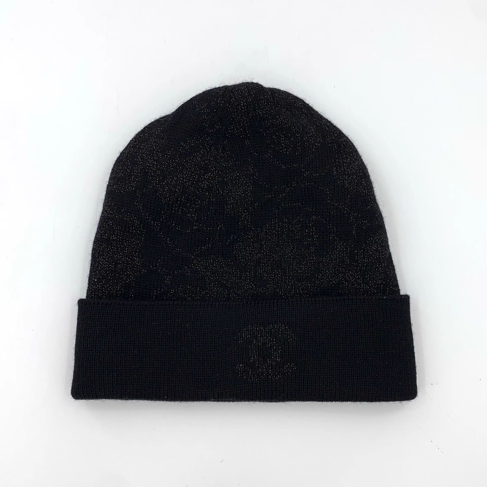 Chanel Chanel Black Camellia Logo Wool Beanie 47cm 99% New Size ONE SIZE - 1 Thumbnail