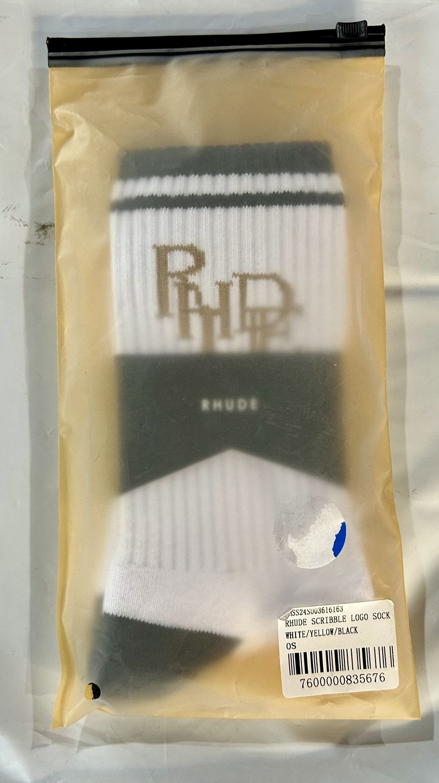 Rhude Rhude Scribble Logo Socks in the "White/Yellow/Black" Size ONE SIZE - 1 Thumbnail