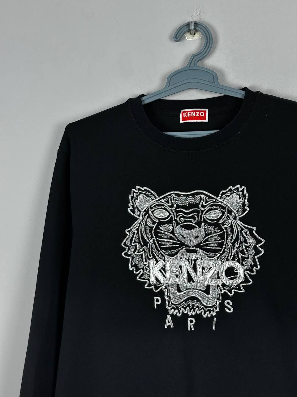 Kenzo Kenzo Paris Black Big Logo Silver Tiger Sweatshirt Size US L / EU 52-54 / 3 - 3 Thumbnail