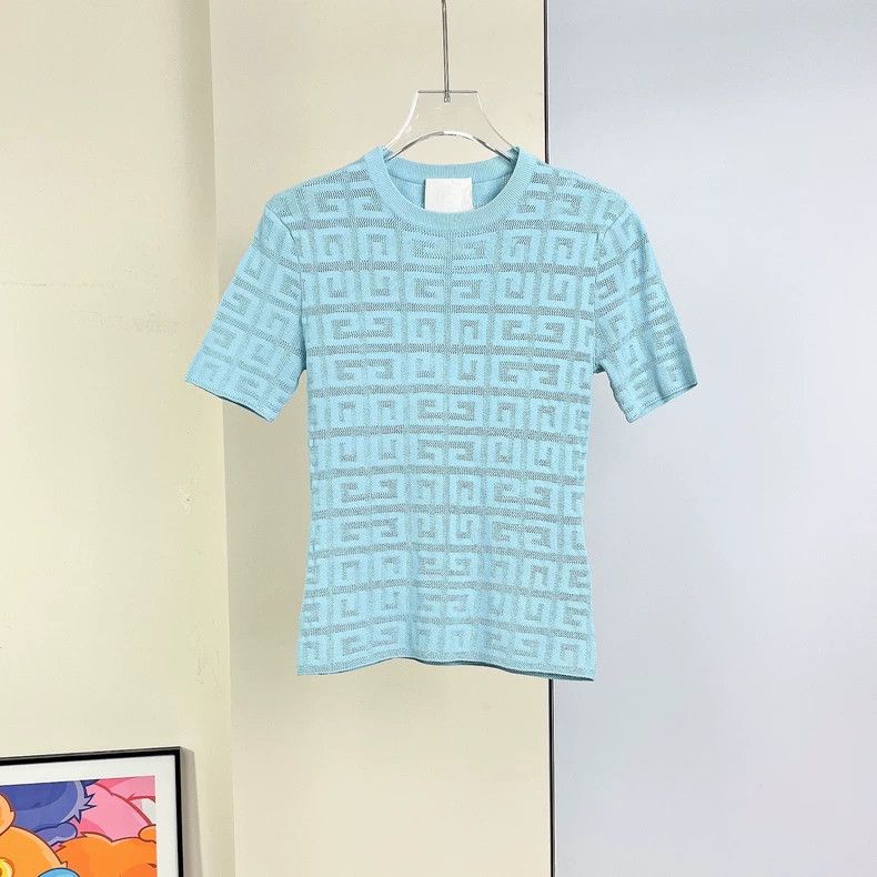 Givenchy Givenchy Baby Blue Knitted Short-Sleeve Top Size XS / US 0-2 / IT 36-38 - 1 Thumbnail