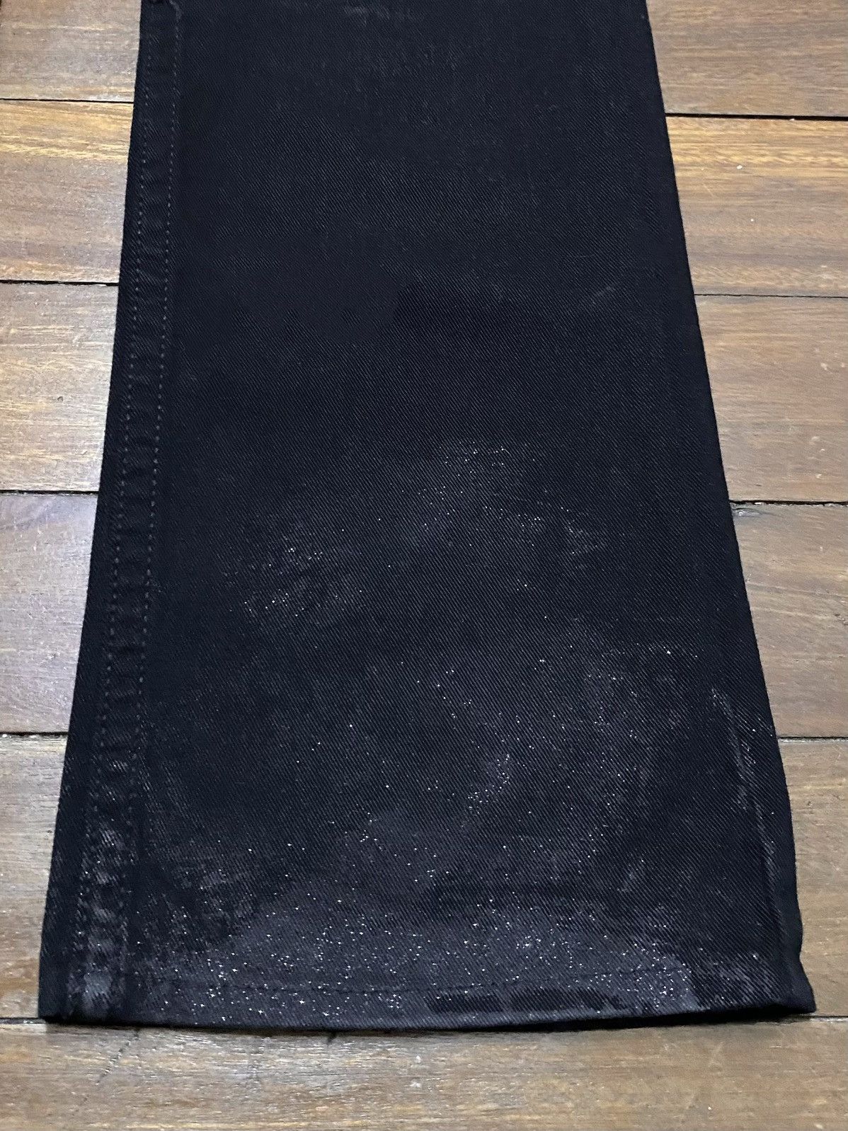 Le Grande Bleu (L.G.B.) Rare Vintage Japanese Brand X Frm Flared Waxed Jeans 1990s Size US 28 / EU 44 - 6 Thumbnail