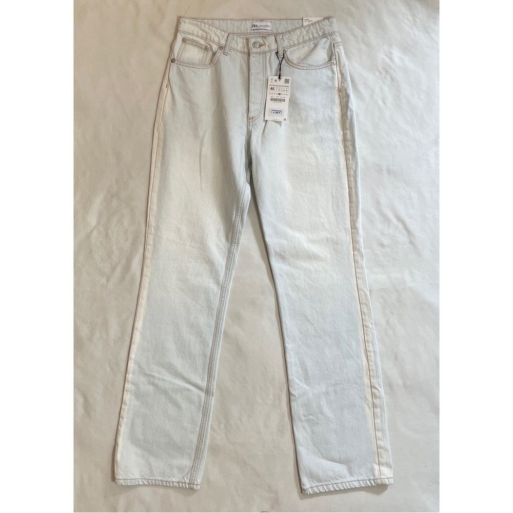 Zara NWT New Zara High Rise Full Length Button Fly Straight Jean Size 30" / US 8 / IT 44 - 5 Thumbnail