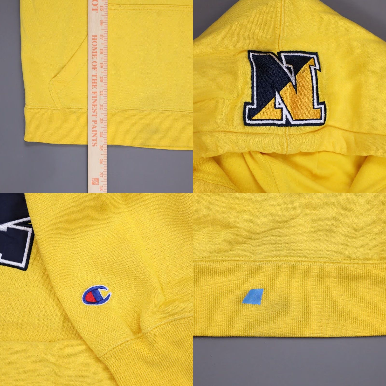 Champion VINTAGE Champion US Navy Hoodie Sweatshirt L Large Yellow Fleece USN Eagle Y2K Pullover Size US L / EU 52-54 / 3 - 8 Thumbnail