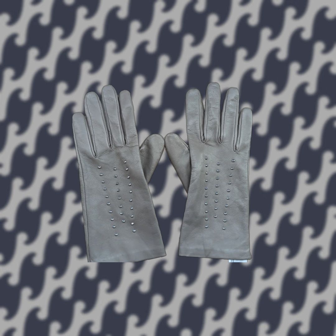 Vintage Genuine Leather Gloves Women One Size Gray Winter Ladies Glove Size ONE SIZE - 1 Thumbnail