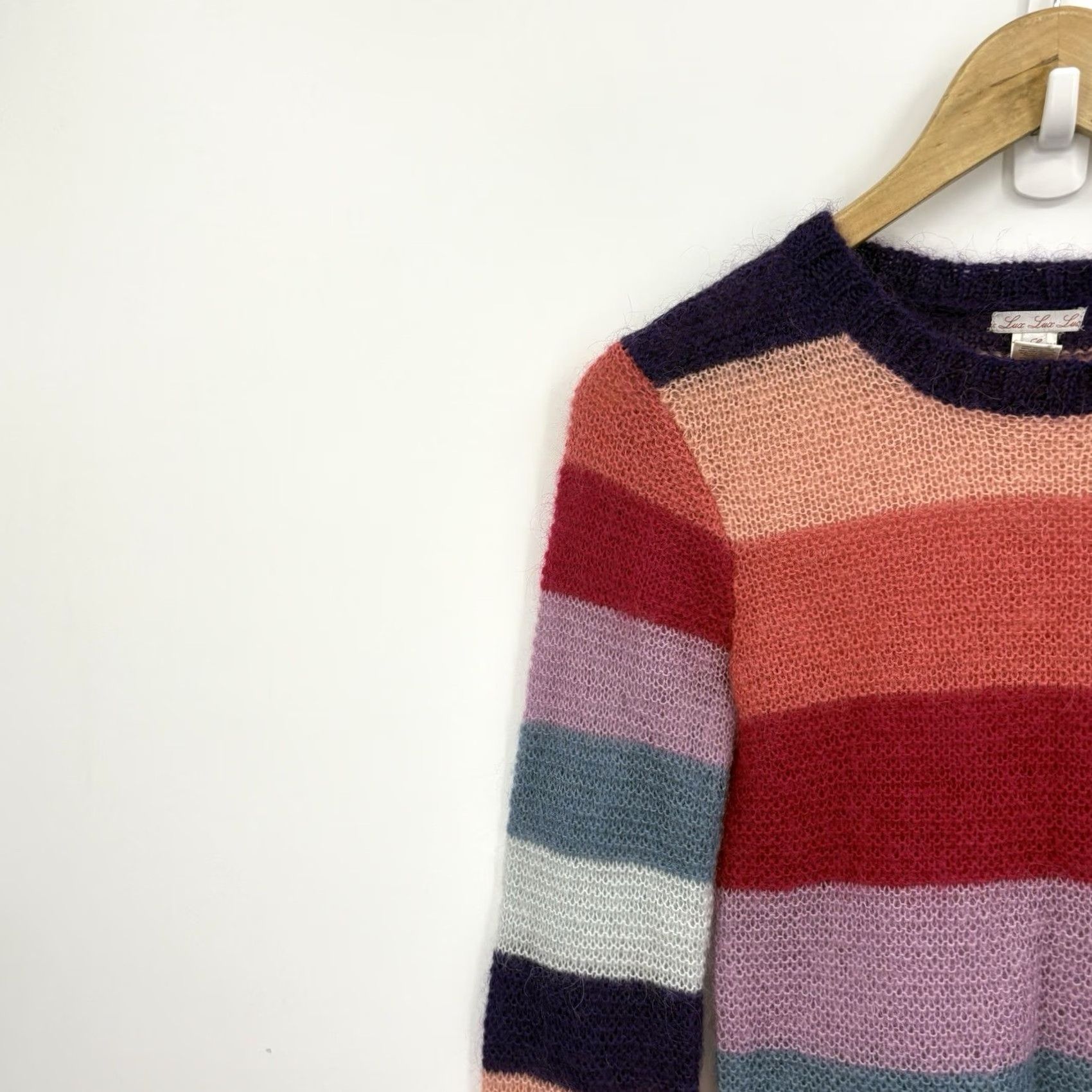 Vintage VINTAGE Lux Lux Lux Sweater Women S Striped Mohair Blend Crew Neck Long Sleeve Lightweight Boho 80s 90s Vintage Design Womens Size S / US 4 / IT 40 - 3 Thumbnail