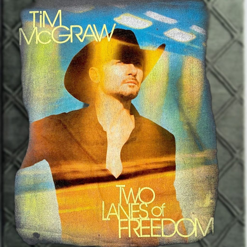 Next Level Tim McGraw Two Lanes Of Freedom Concert T Shirt Dark Gray XL Unisex 2013 Graphic Tee Size US XL / EU 56 / 4 - 1 Thumbnail