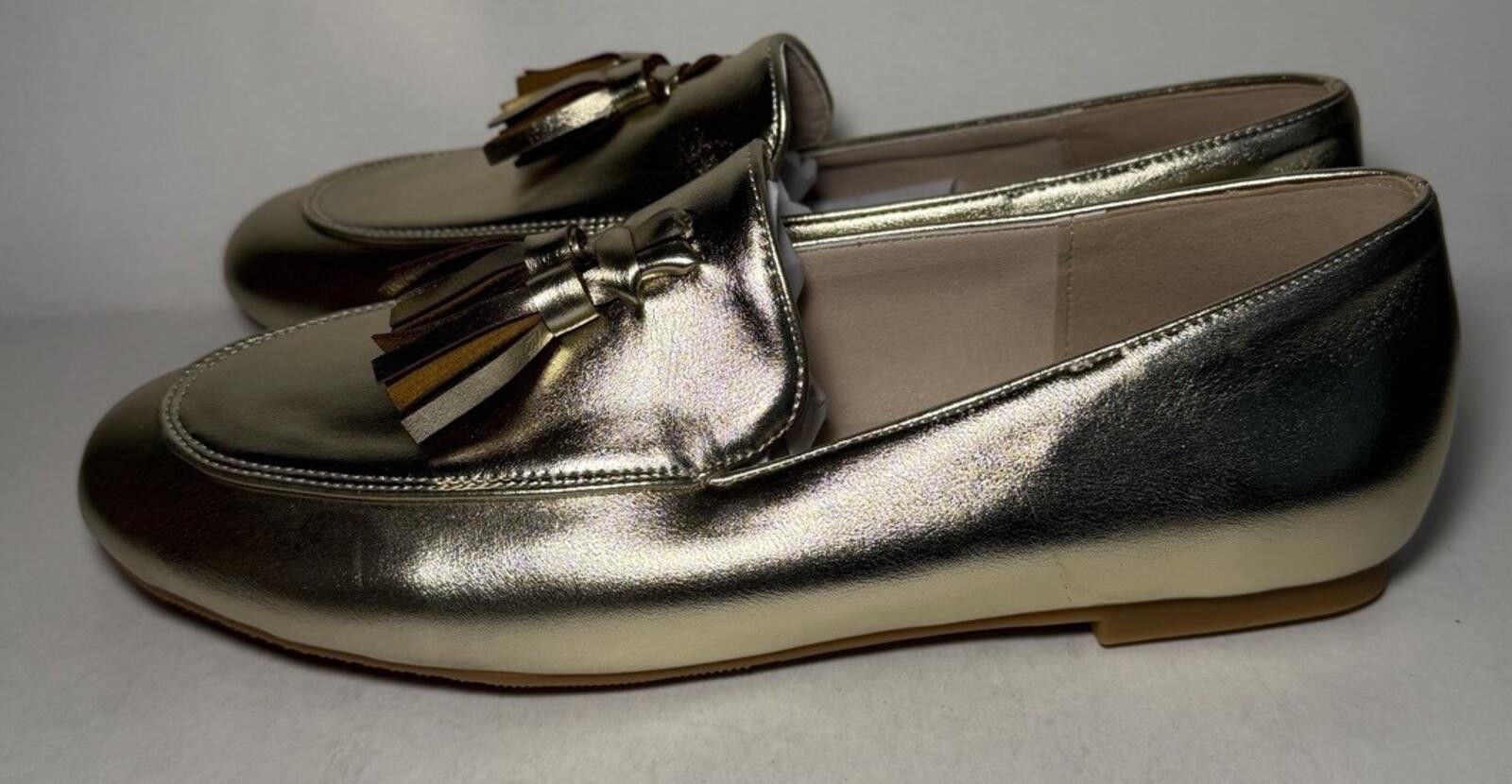 The Unbranded Brand Women's Flat Fashion Loafers Tassels Round Toe Gold Metallic Size US 12 / IT 42 - 3 Thumbnail