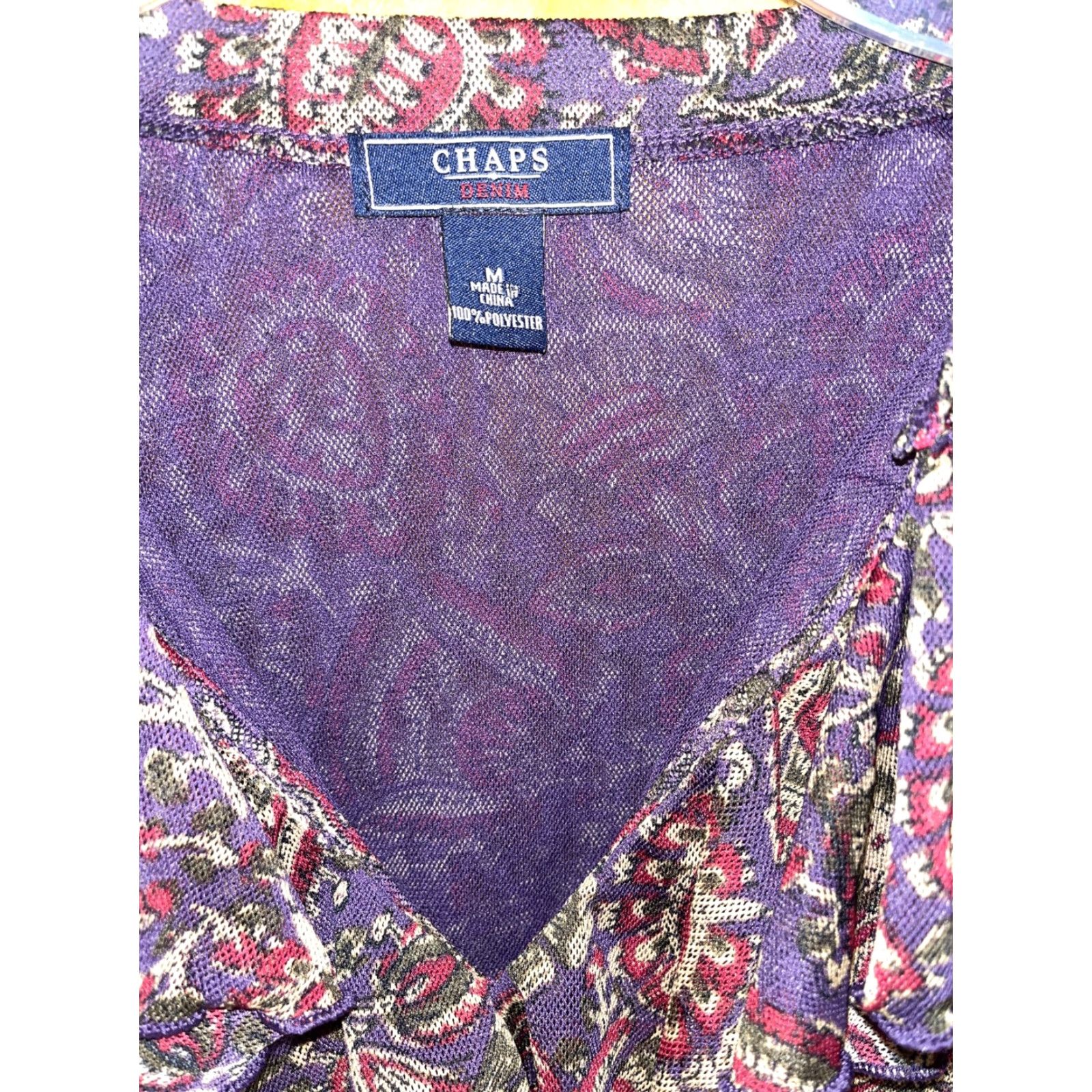Chaps Chaps Blouse V-Neck Womens Medium Purple Multicolor Paisley Stretch Shirt Size M / US 6-8 / IT 42-44 - 3 Thumbnail