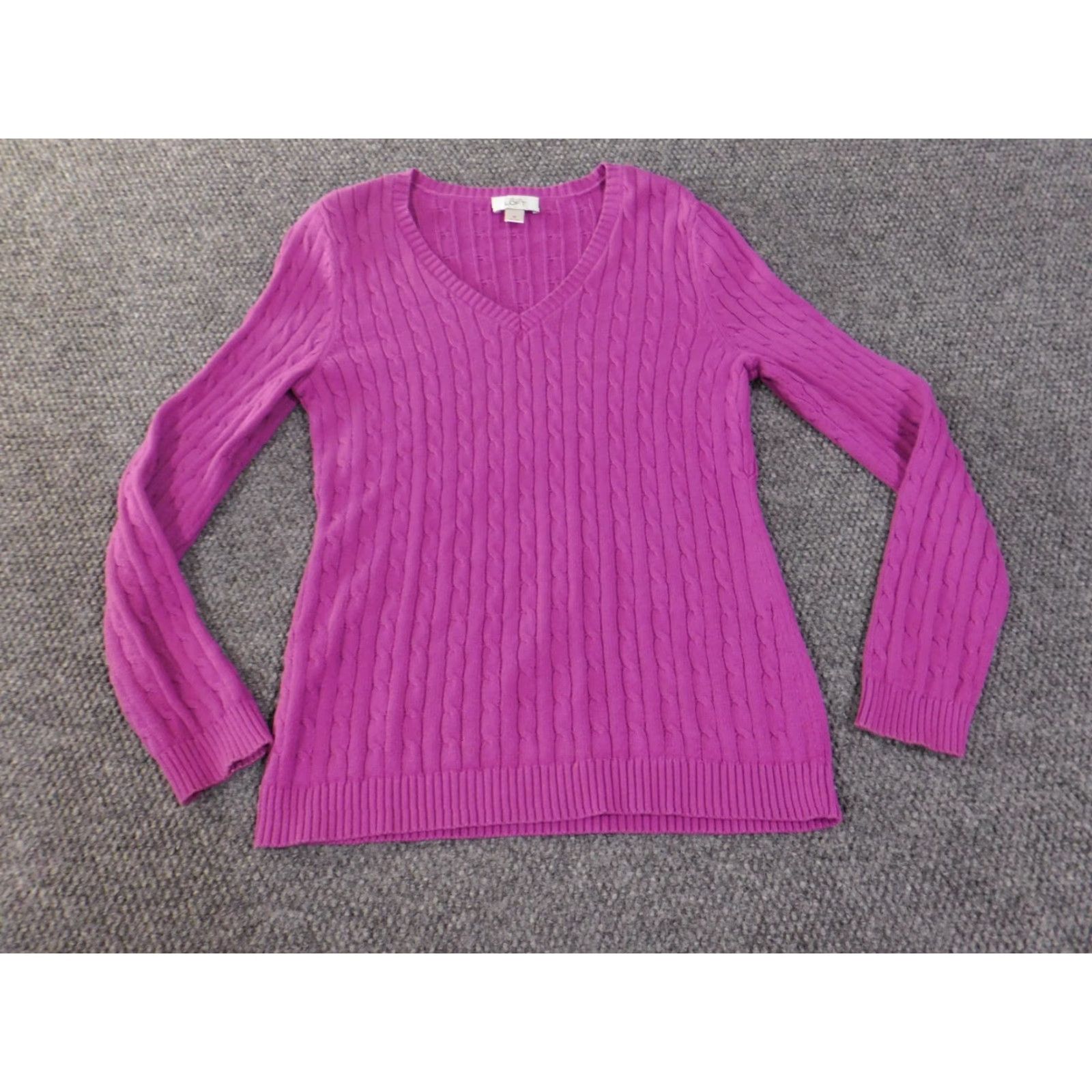 Loft LOFT Sweater Pullover V-Neck Knit Cotton Purple M Women Regular Knit Style Stretch Casual Fall Winter Spring Women Mens? Size M / US 6-8 / IT 42-44 - 3 Thumbnail
