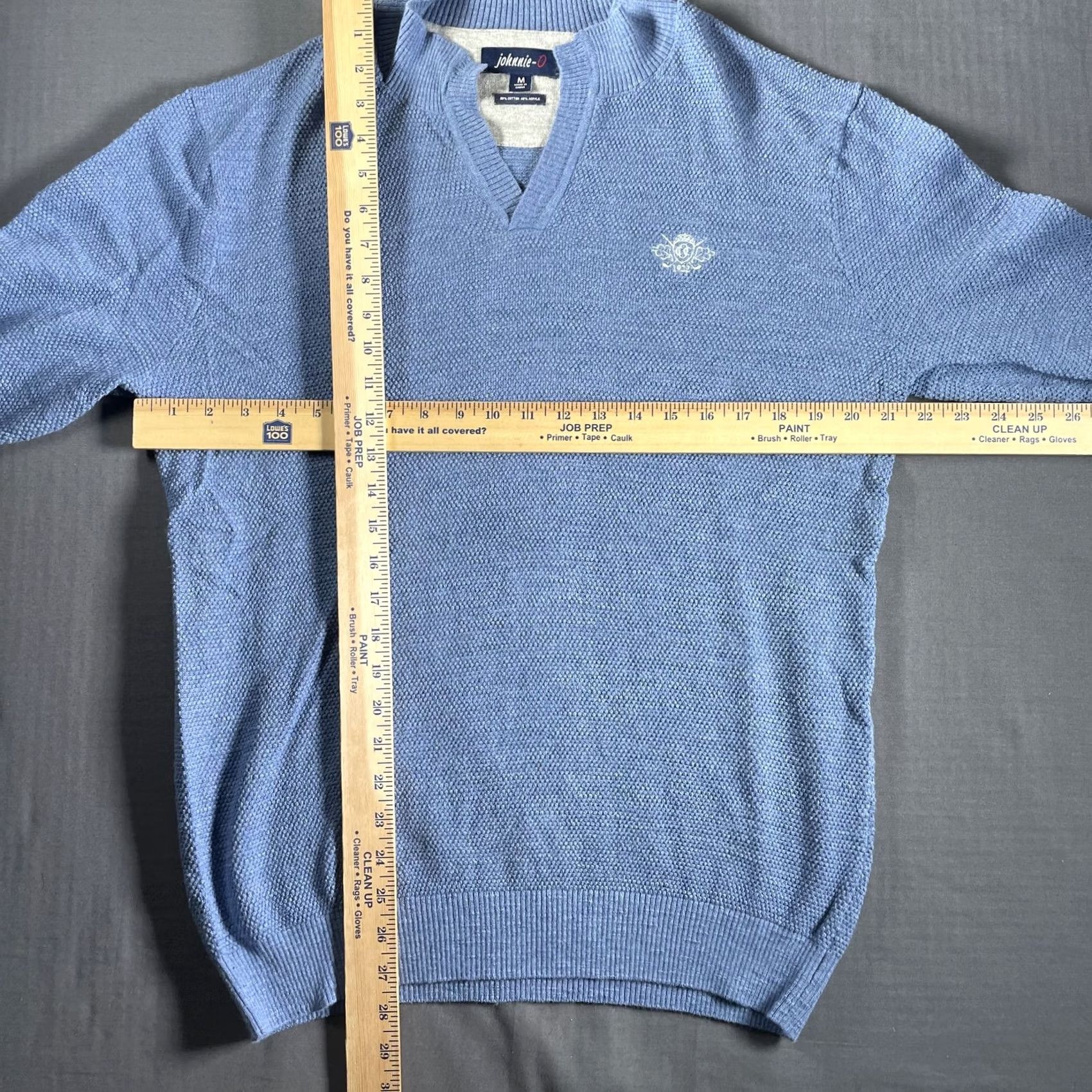 johnnie-O VINTAGE Johnnie-O Sweater Mens Medium Blue Textured Pullover Golf Crest Knit Wool blend Size US M / EU 48-50 / 2 - 5 Thumbnail