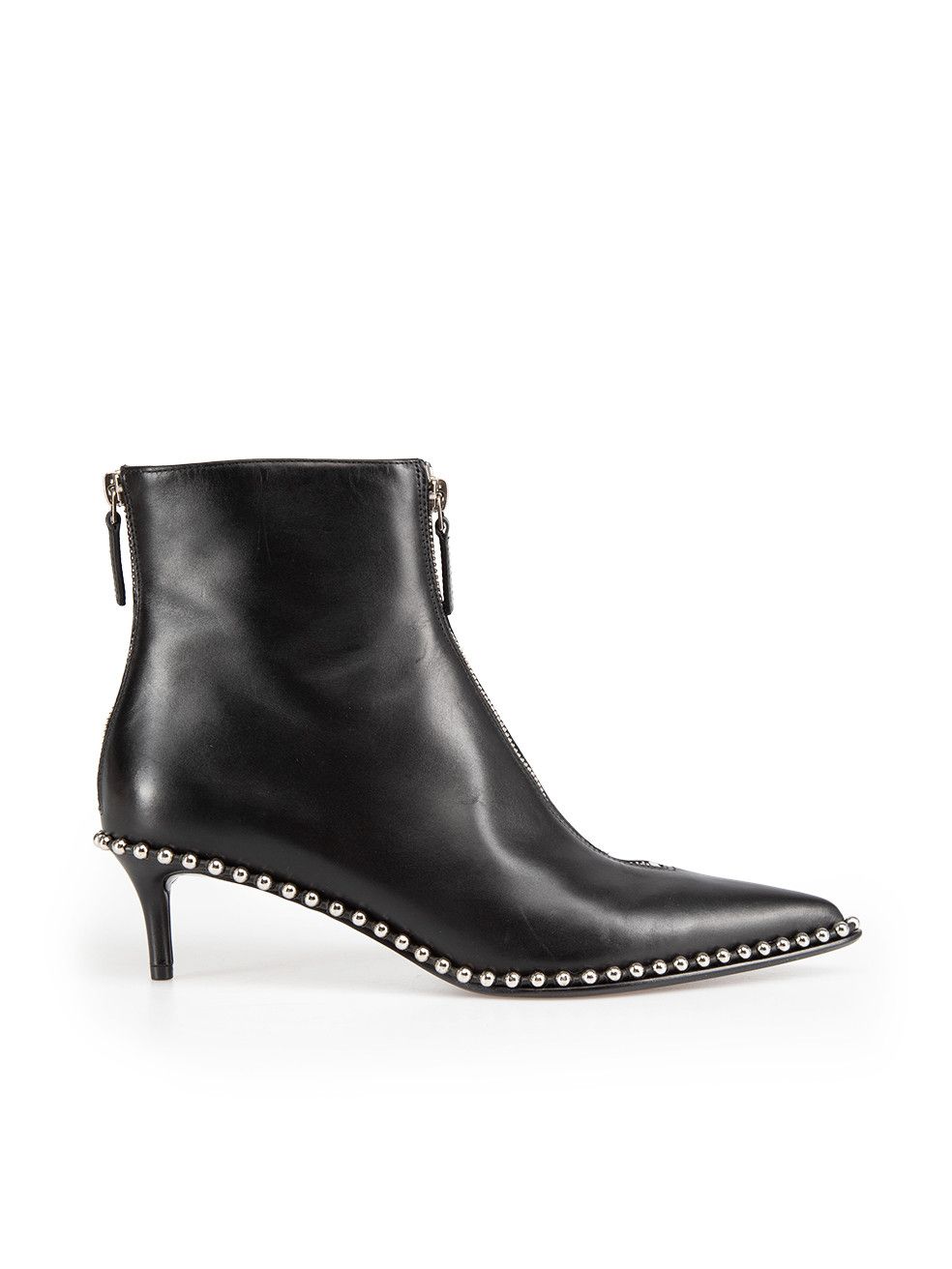 image of Alexander Wang Black Leather Eri Stud Ankle Boots, Women's (Size 8)