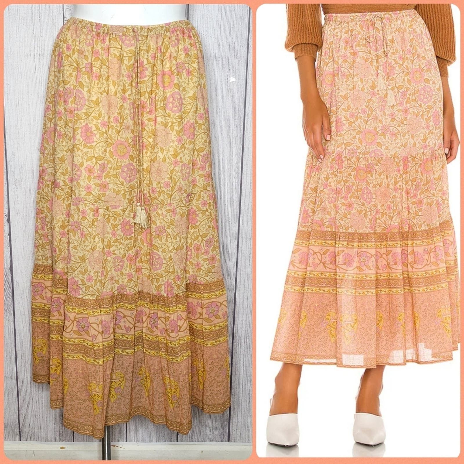 image of Spell & The Gypsy Love Story Boho Maxi Skirt - Peach Blossom, Women's (Size 42)