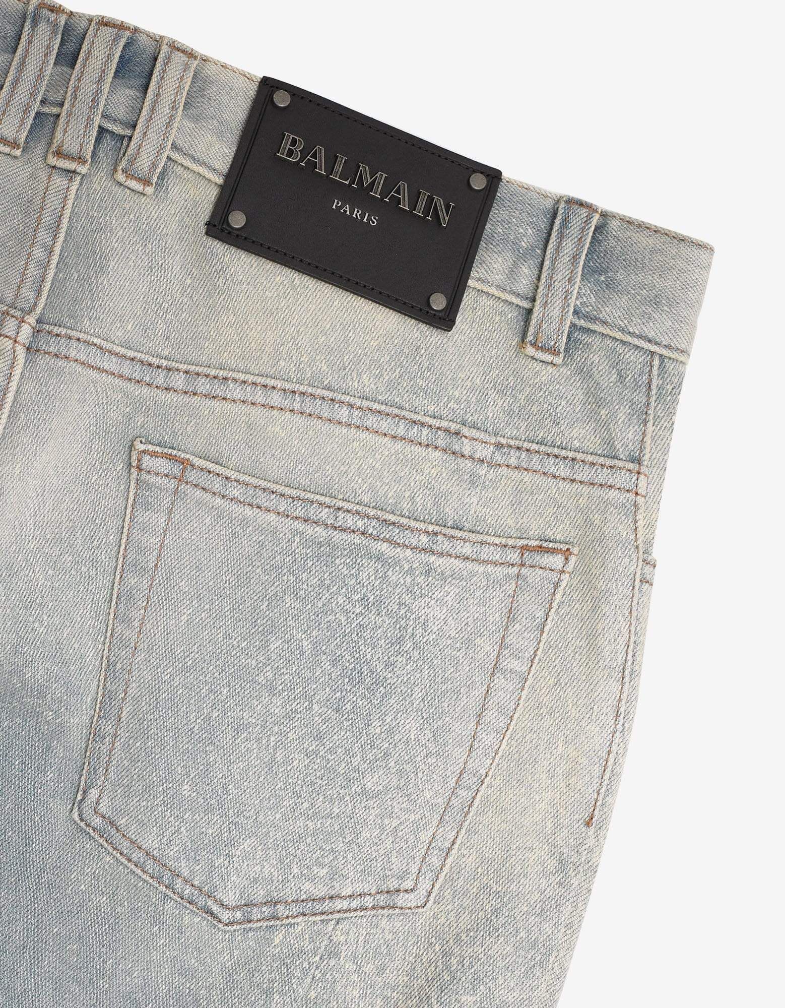 Balmain Balmain Light Blue Faded Biker Jeans Size US 31 - 5 Thumbnail