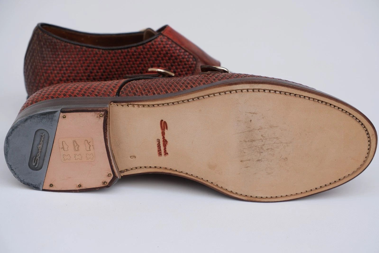 Santoni Santoni Red Woven Double Monk Strap EU 40 / UK 6 / US 7 Size US 7 / EU 40 - 7 Thumbnail