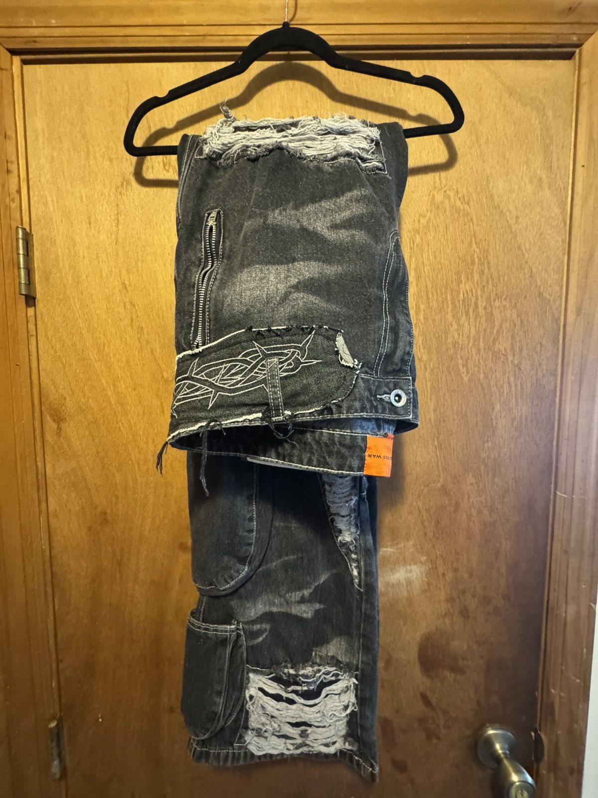 Ev Bravado × Who Decides War Who Decides War by MRDR BRVDO Black Thorned Pocket Jeans Size US 38 / EU 54 - 10 Thumbnail