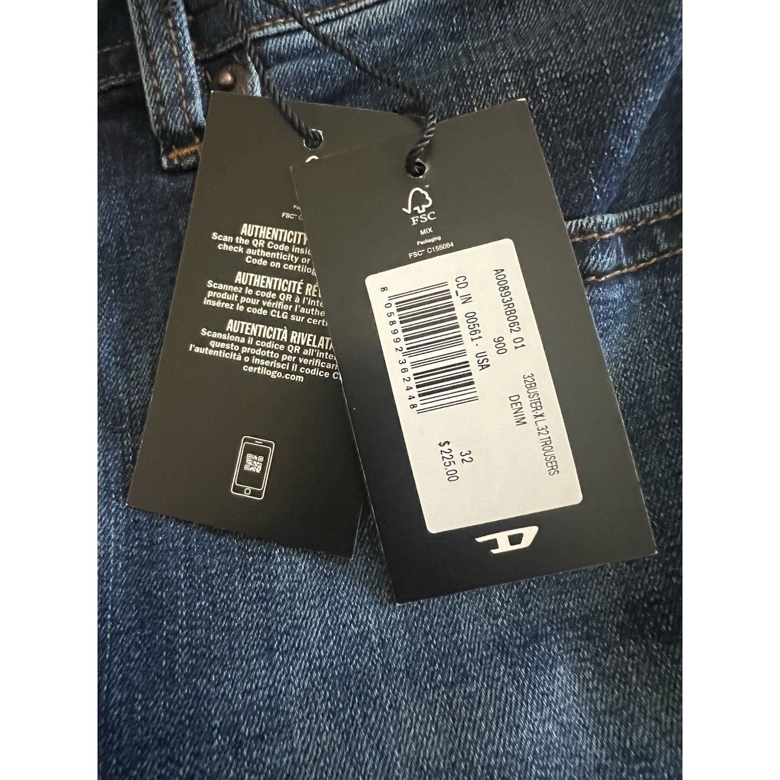 Diesel Diesel Mens Buster Tapered Jeans RB062 Blue $225 Size 32/32 Size US 32 / EU 48 - 7 Thumbnail