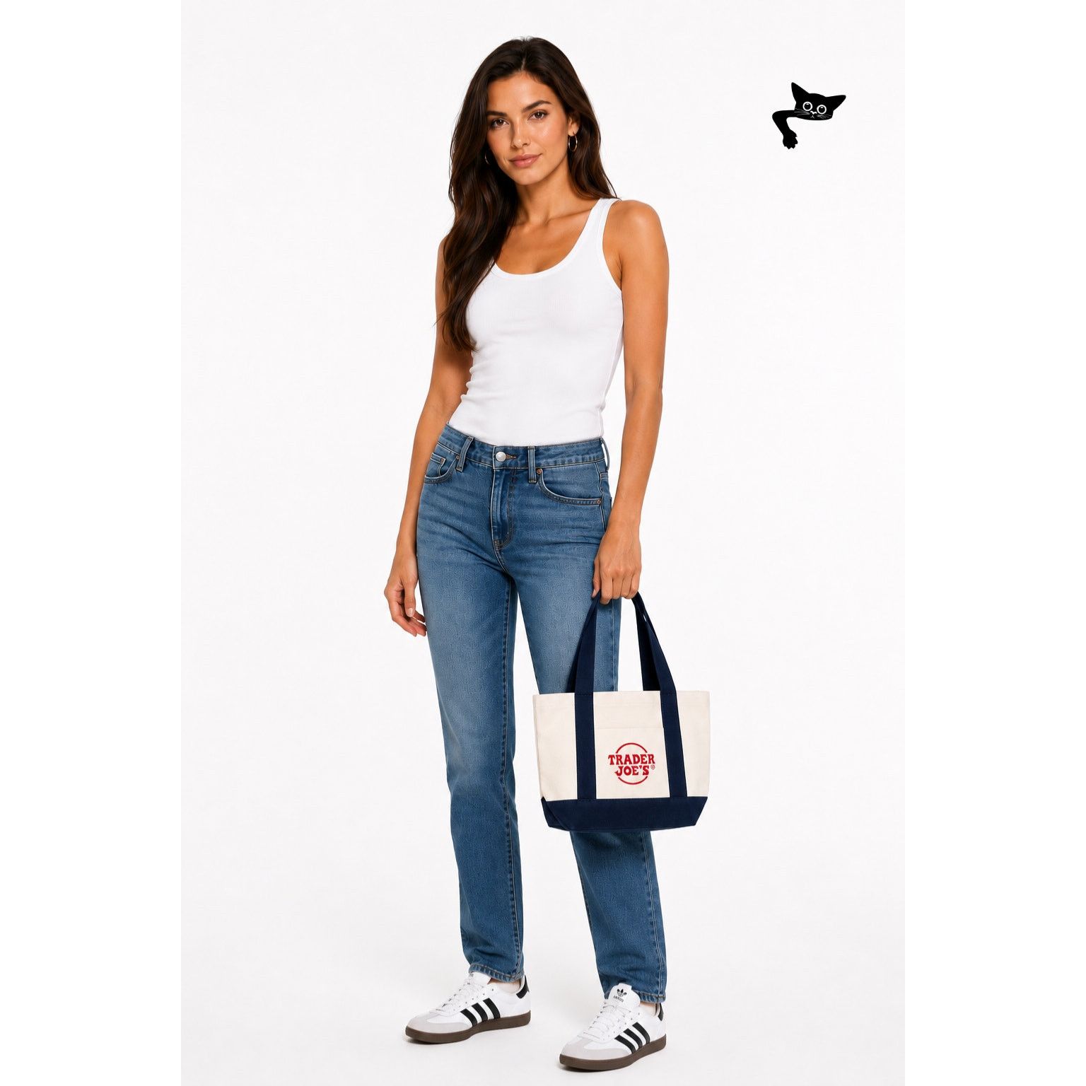 Other NWT Trader Joe’s Mini Canvas Tote Bag Navy Cream Red Logo Size ONE SIZE - 4 Thumbnail