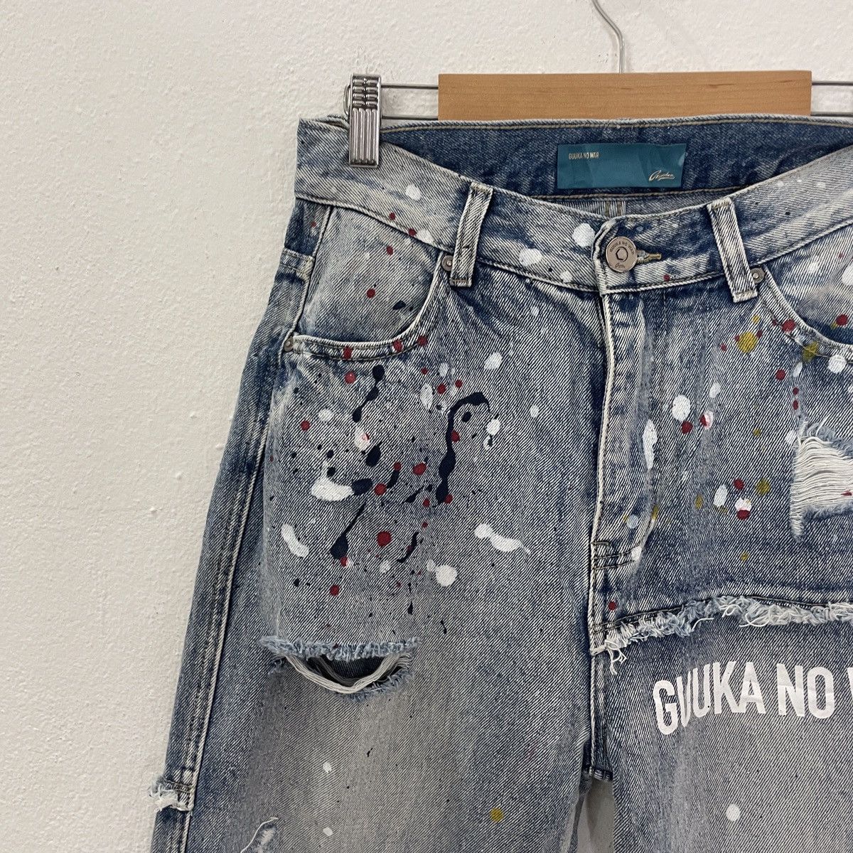 Other Vintage Guuka No War Patchwork Distressed Denim Jeans Size US 29 - 3 Thumbnail