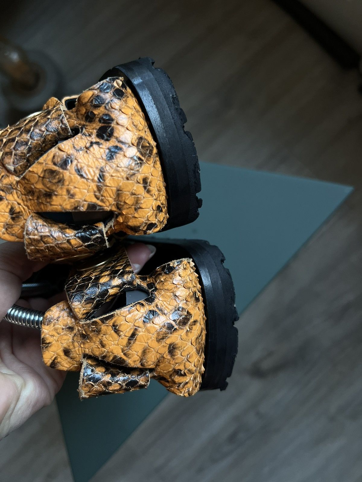 Acne Studios Acne studios Oline Snap-detailed snake-effect leather sandal Size US 6 / IT 36 - 4 Thumbnail