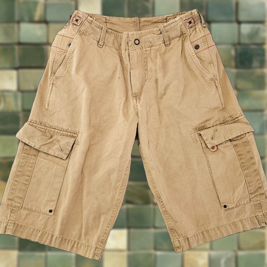 Armani Exchange VINTAGE Armani Exchange Shorts Mens 29 Brown Cargo Canvas Field Military Baggy Size US 29 - 1 Thumbnail