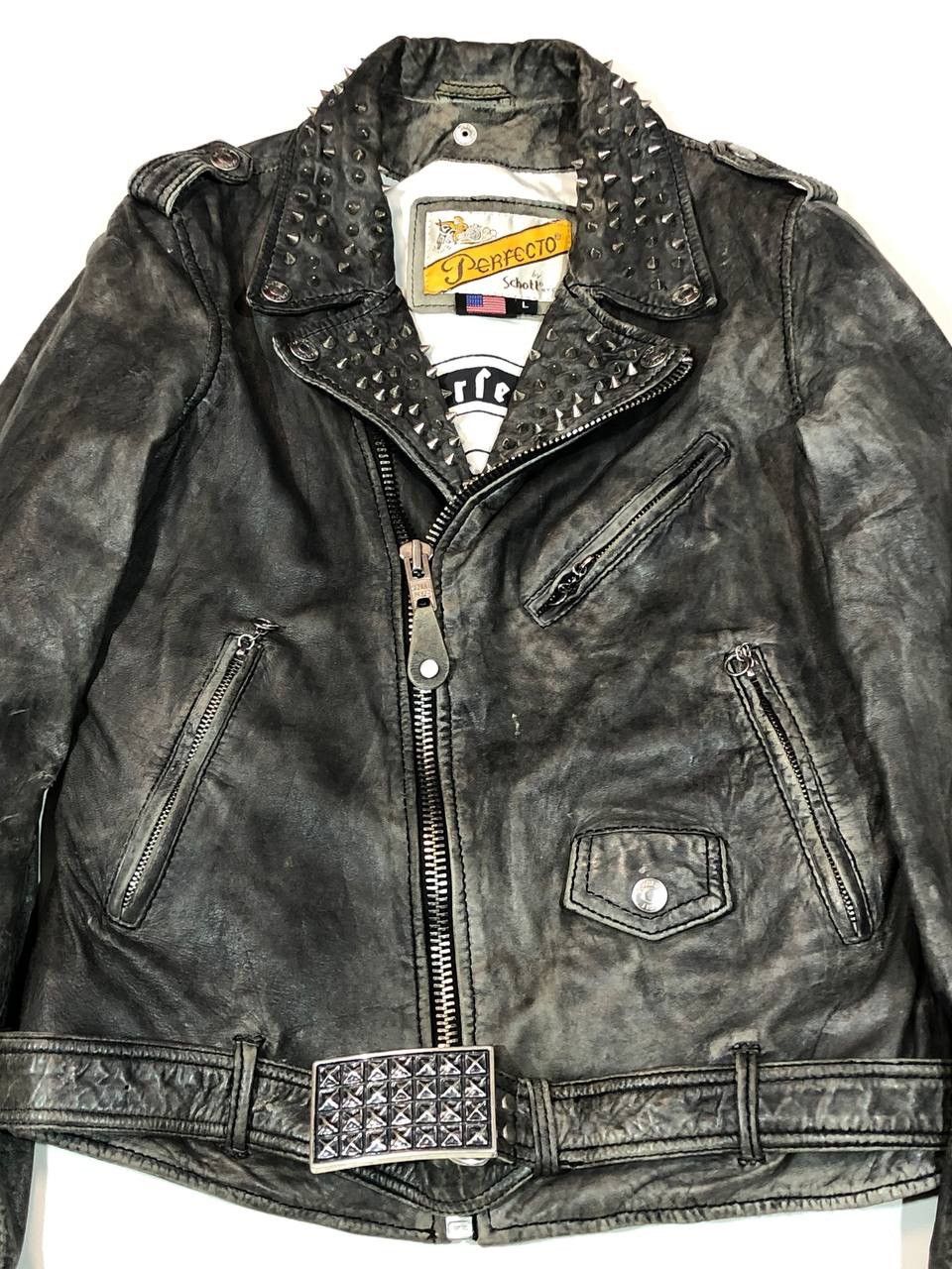 Schott Vintage Schott Perfecto Grey Leather Jacket Size L / US 10 / IT 46 - 7 Thumbnail