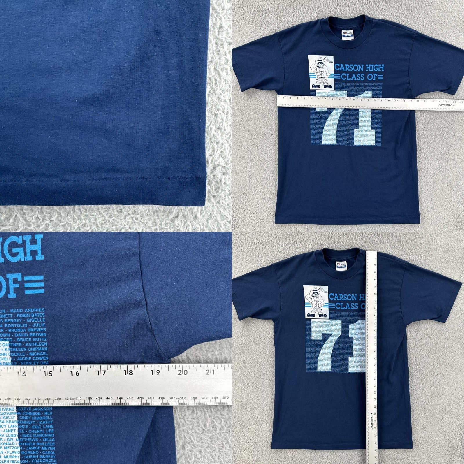 Hanes VINTAGE Hanes Fifty-Fifty T-Shirt Mens L Blue Crew Neck Short Sleeve USA 70s School Stitch Size US L / EU 52-54 / 3 - 8 Thumbnail